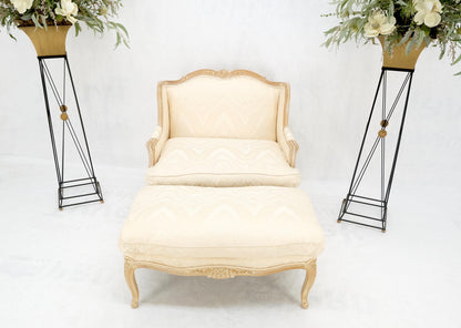 EstablishedLines Extra Wide Country French Lounge Chair W/ Matching Ottoman Beige Upholstery Mint