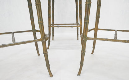 EstablishedLines Cast Aluminum set of 3 Faux Bamboo Bar Stools New Alcantera Fabric Upholstery