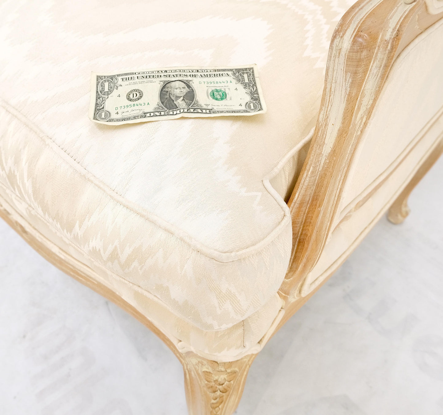 EstablishedLines Extra Wide Country French Lounge Chair W/ Matching Ottoman Beige Upholstery Mint