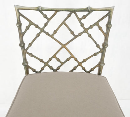 EstablishedLines Cast Aluminum set of 3 Faux Bamboo Bar Stools New Alcantera Fabric Upholstery