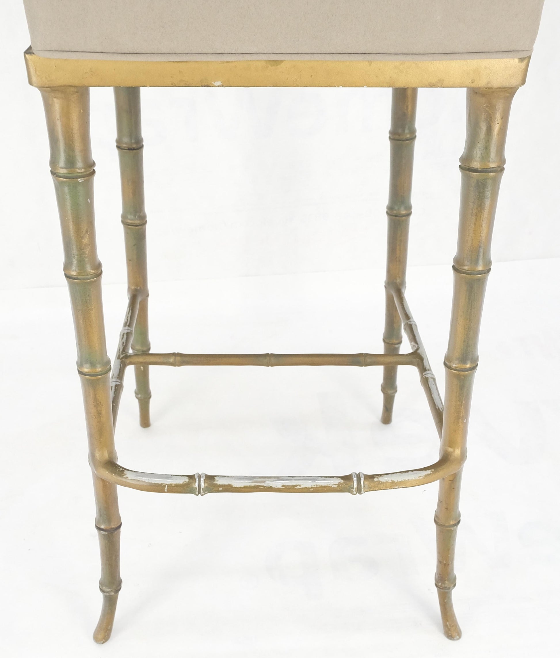 EstablishedLines Cast Aluminum set of 3 Faux Bamboo Bar Stools New Alcantera Fabric Upholstery