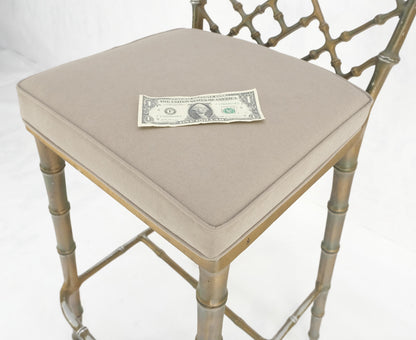 EstablishedLines Cast Aluminum set of 3 Faux Bamboo Bar Stools New Alcantera Fabric Upholstery