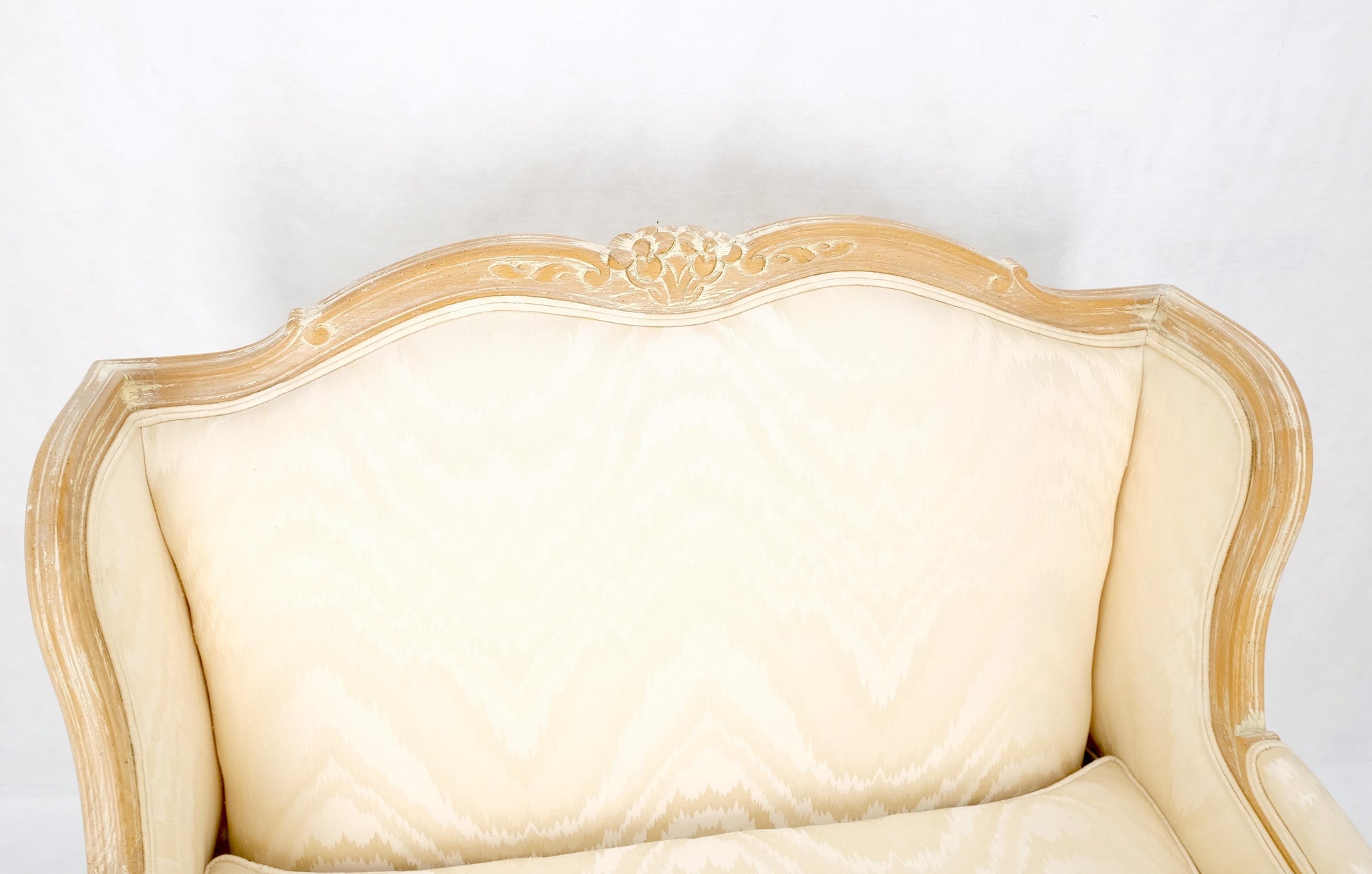 EstablishedLines Extra Wide Country French Lounge Chair W/ Matching Ottoman Beige Upholstery Mint