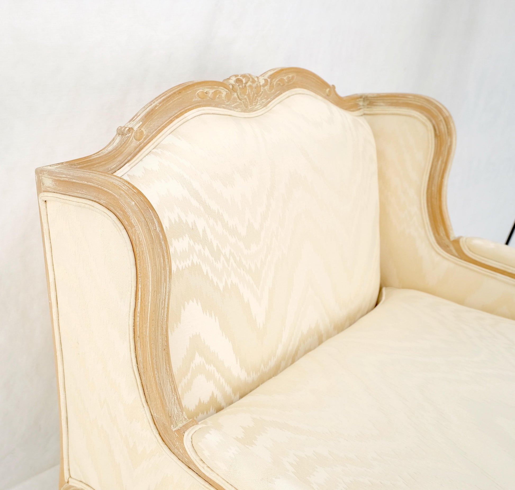 EstablishedLines Extra Wide Country French Lounge Chair W/ Matching Ottoman Beige Upholstery Mint