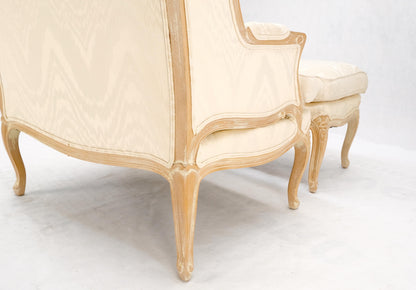EstablishedLines Extra Wide Country French Lounge Chair W/ Matching Ottoman Beige Upholstery Mint