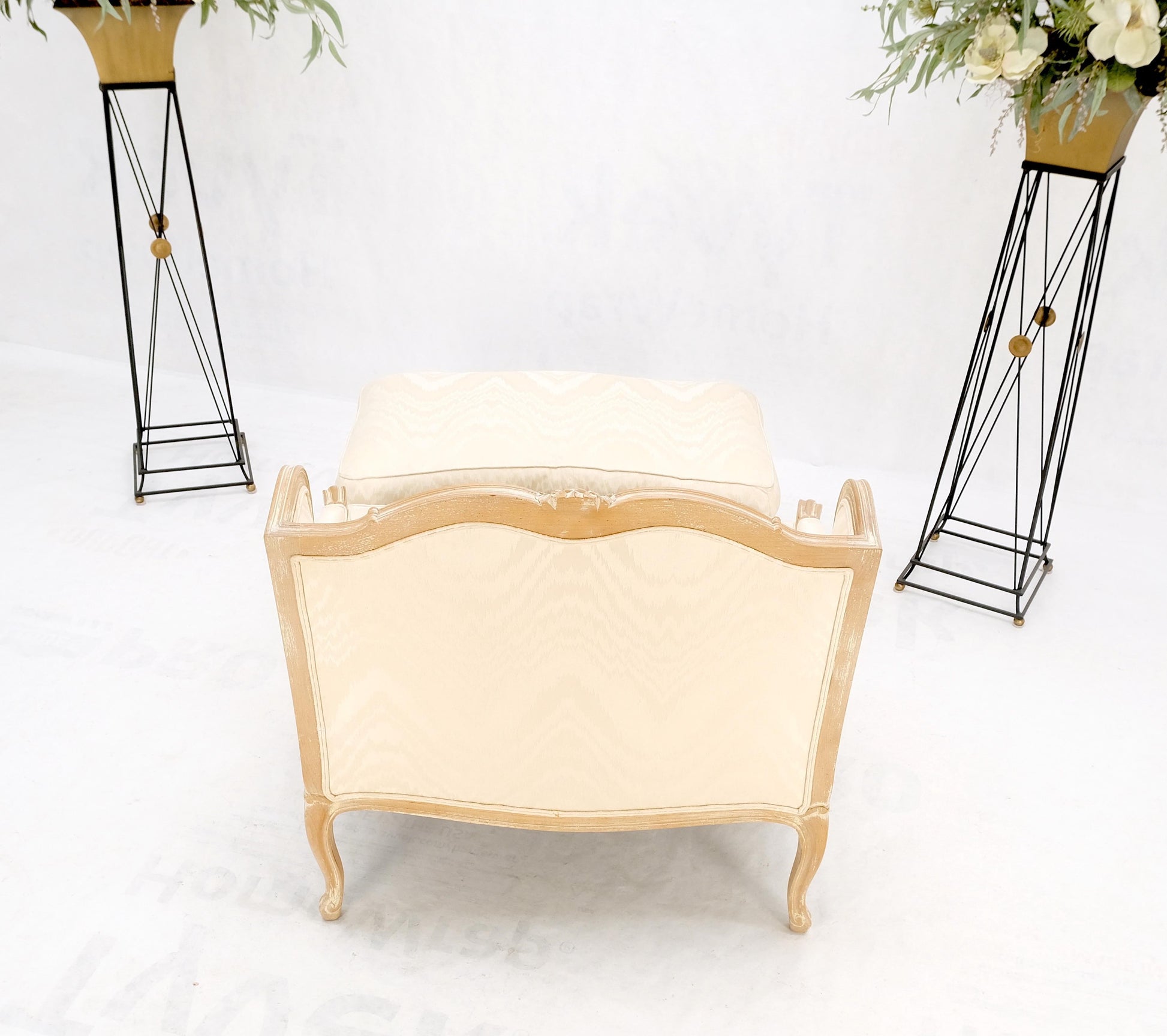 EstablishedLines Extra Wide Country French Lounge Chair W/ Matching Ottoman Beige Upholstery Mint