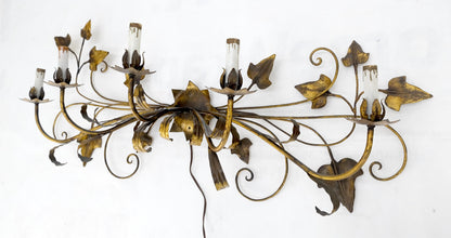 EstablishedLines Gilt Metal Grape Leaf 5 Candles Style Decorative Sconce Wall Light Fixture Italy