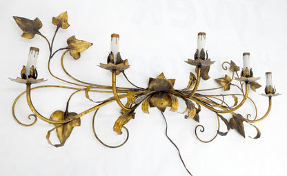 EstablishedLines Gilt Metal Grape Leaf 5 Candles Style Decorative Sconce Wall Light Fixture Italy