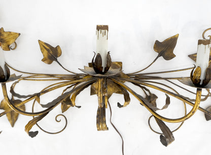 EstablishedLines Gilt Metal Grape Leaf 5 Candles Style Decorative Sconce Wall Light Fixture Italy