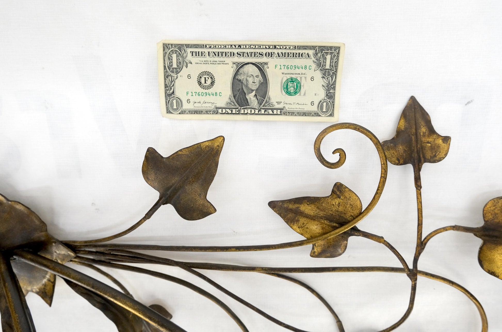EstablishedLines Gilt Metal Grape Leaf 5 Candles Style Decorative Sconce Wall Light Fixture Italy