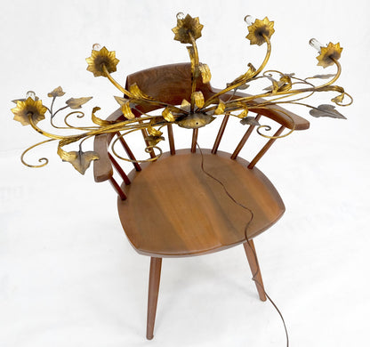 EstablishedLines Gilt Metal Grape Leaf 5 Candles Style Decorative Sconce Wall Light Fixture Italy