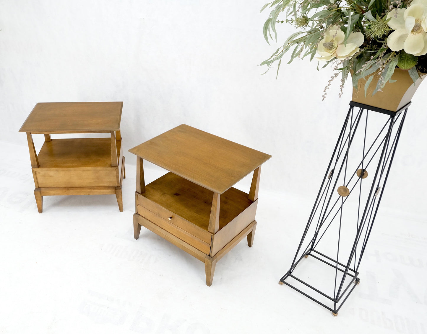 Pair Heywood Wakefield Mid-Century Modern One Drawer Nightstands End Tables Mint