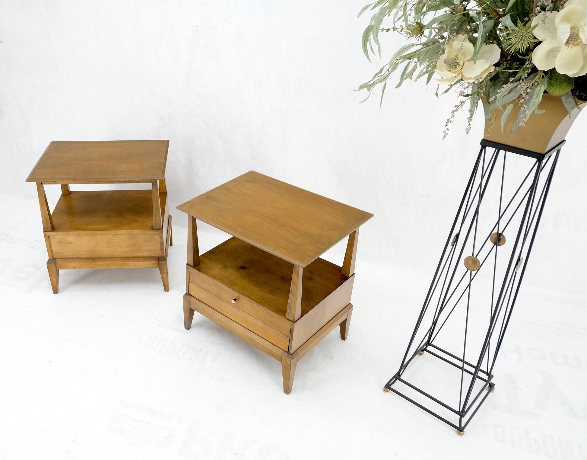 Pair Heywood Wakefield Mid-Century Modern One Drawer Nightstands End Tables Mint