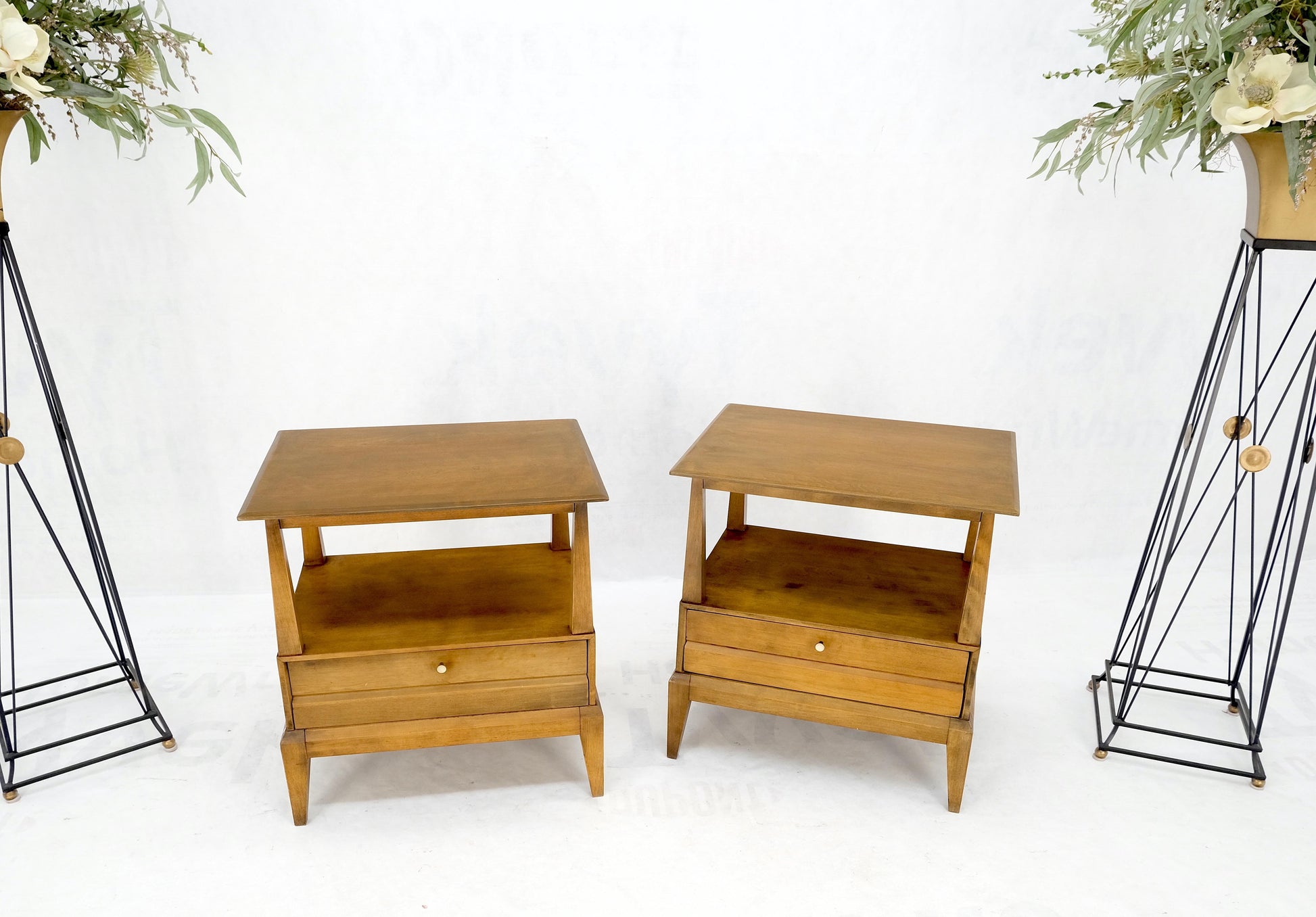 Pair Heywood Wakefield Mid-Century Modern One Drawer Nightstands End Tables Mint