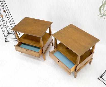 Pair Heywood Wakefield Mid-Century Modern One Drawer Nightstands End Tables Mint