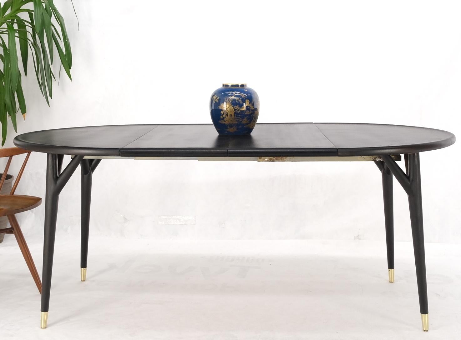 EstablishedLines Round Mid Century Ebonized Oak Dining Table w/ Two Leafs Jack Van der Molen MINT