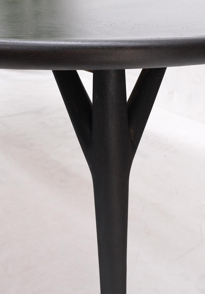 EstablishedLines Round Mid Century Ebonized Oak Dining Table w/ Two Leafs Jack Van der Molen MINT