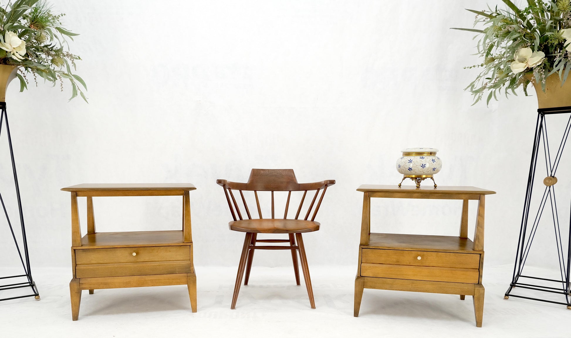 Pair Heywood Wakefield Mid-Century Modern One Drawer Nightstands End Tables Mint