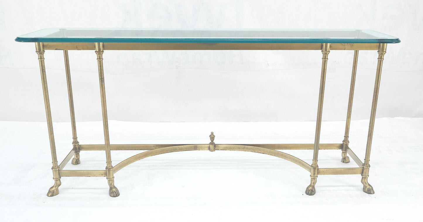 EstablishedLines Italian Hoof Feet Brass Frame Base 3/4" Glass Top Console Hall Table