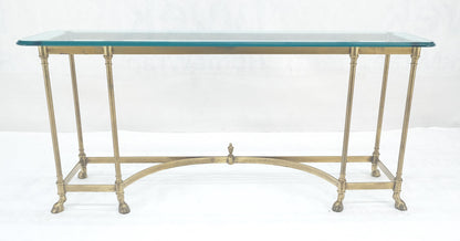 EstablishedLines Italian Hoof Feet Brass Frame Base 3/4" Glass Top Console Hall Table