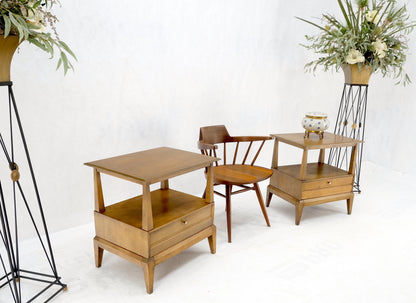 Pair Heywood Wakefield Mid-Century Modern One Drawer Nightstands End Tables Mint