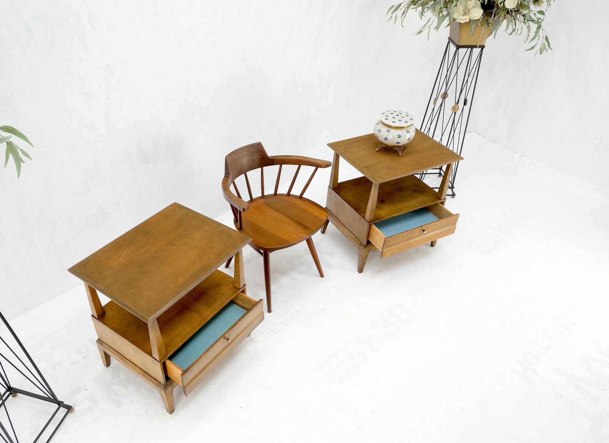Pair Heywood Wakefield Mid-Century Modern One Drawer Nightstands End Tables Mint
