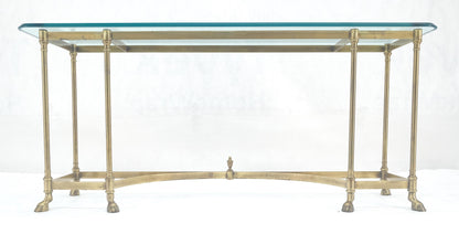 EstablishedLines Italian Hoof Feet Brass Frame Base 3/4" Glass Top Console Hall Table