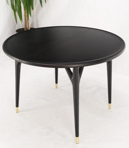EstablishedLines Round Mid Century Ebonized Oak Dining Table w/ Two Leafs Jack Van der Molen MINT
