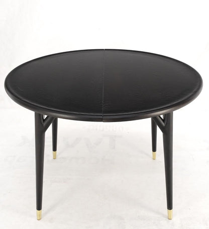 EstablishedLines Round Mid Century Ebonized Oak Dining Table w/ Two Leafs Jack Van der Molen MINT