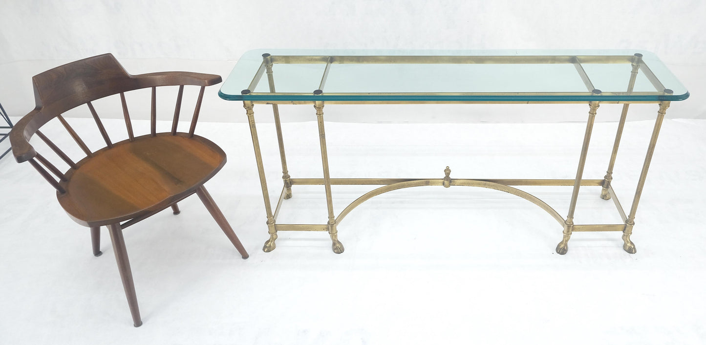 EstablishedLines Italian Hoof Feet Brass Frame Base 3/4" Glass Top Console Hall Table