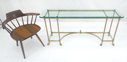 EstablishedLines Italian Hoof Feet Brass Frame Base 3/4" Glass Top Console Hall Table