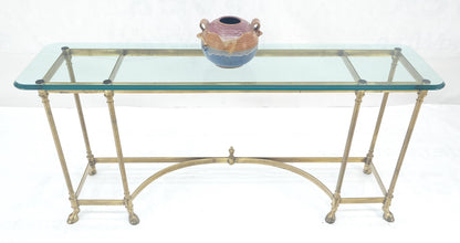 EstablishedLines Italian Hoof Feet Brass Frame Base 3/4" Glass Top Console Hall Table