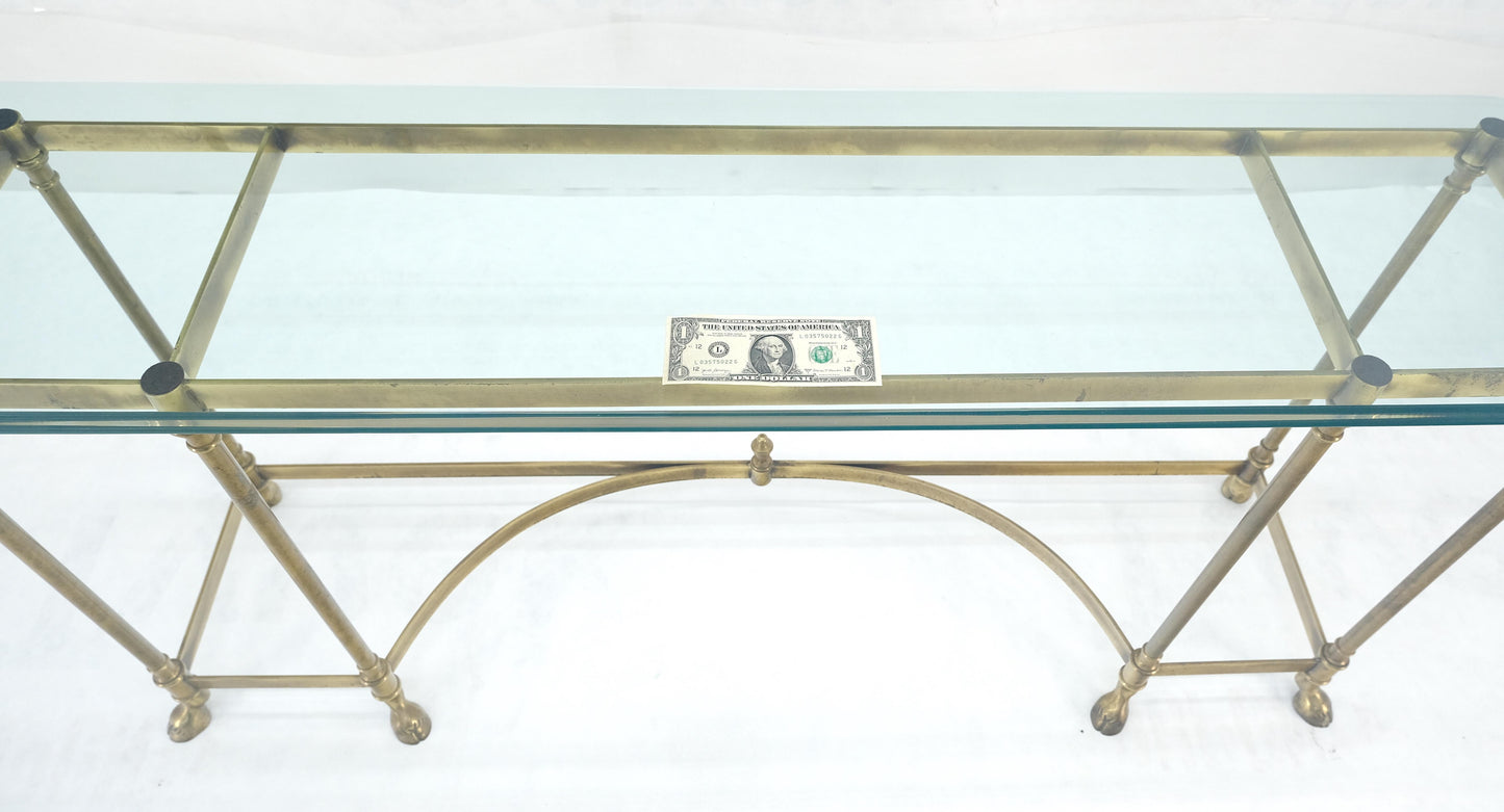 EstablishedLines Italian Hoof Feet Brass Frame Base 3/4" Glass Top Console Hall Table