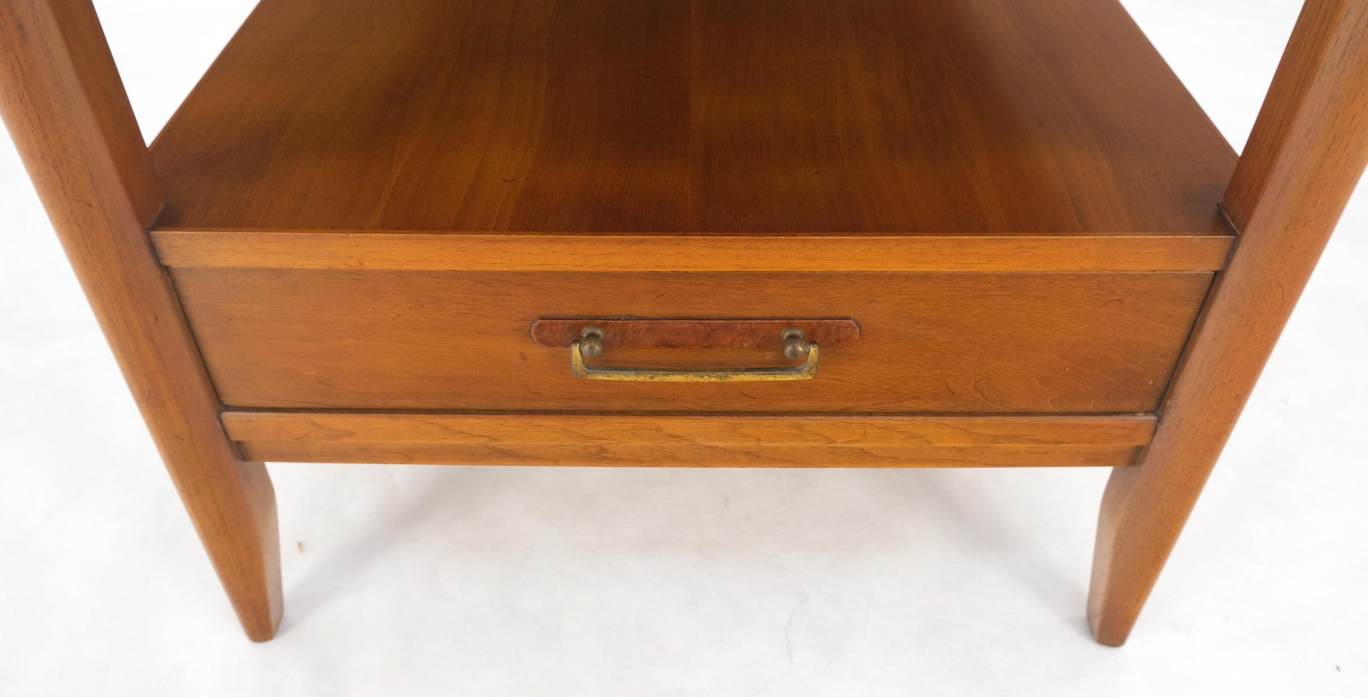 EstablishedLines Drexel Travertine Top Walnut Base Rectangle One Drawer Side End Table Stand MINT