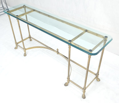 EstablishedLines Italian Hoof Feet Brass Frame Base 3/4" Glass Top Console Hall Table