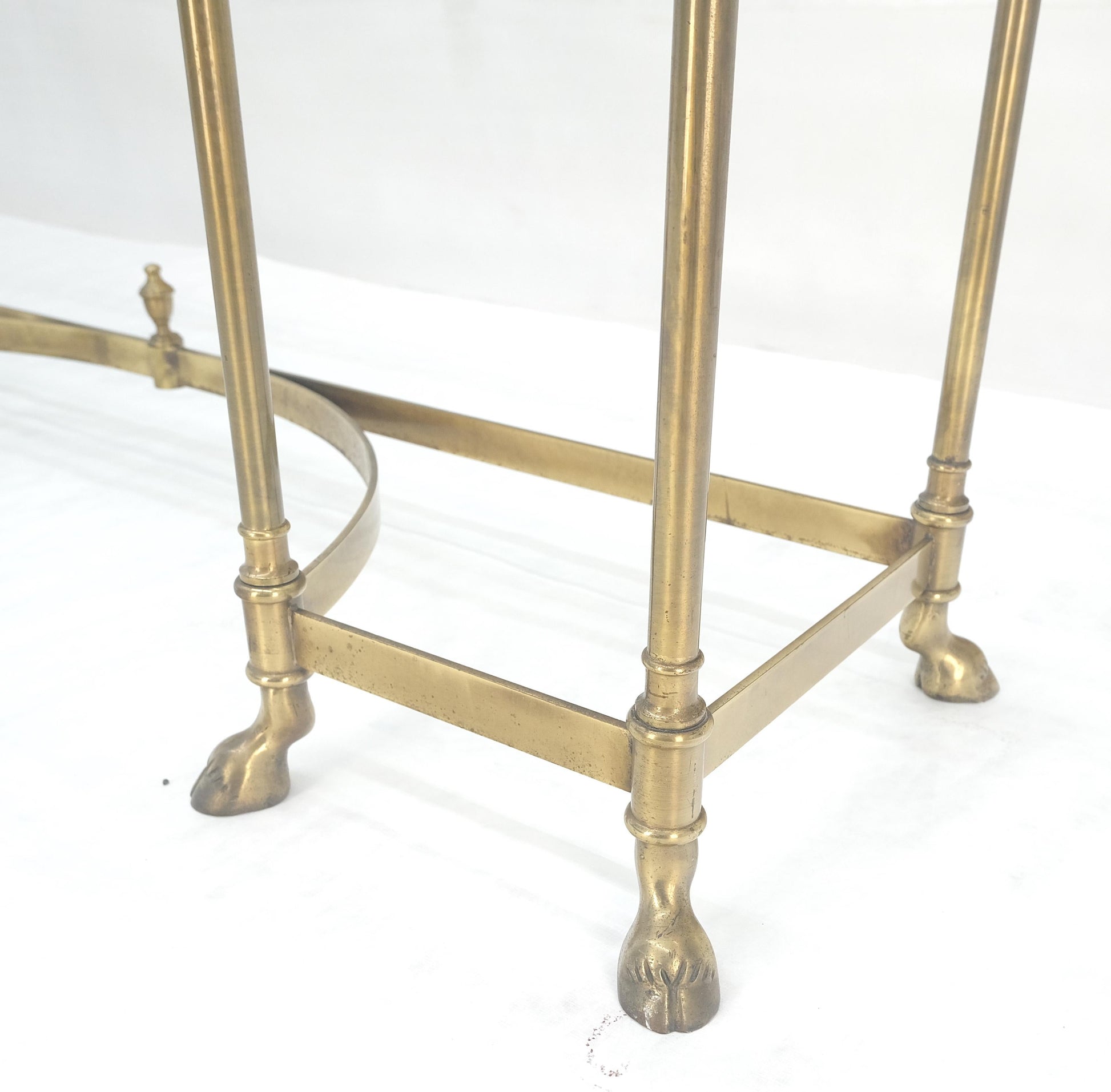EstablishedLines Italian Hoof Feet Brass Frame Base 3/4" Glass Top Console Hall Table