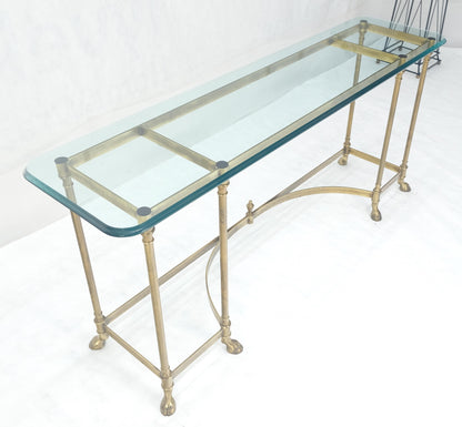 EstablishedLines Italian Hoof Feet Brass Frame Base 3/4" Glass Top Console Hall Table