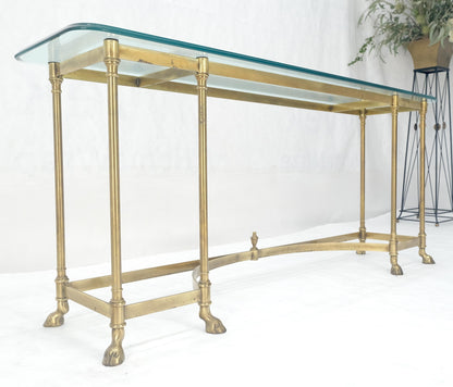 EstablishedLines Italian Hoof Feet Brass Frame Base 3/4" Glass Top Console Hall Table