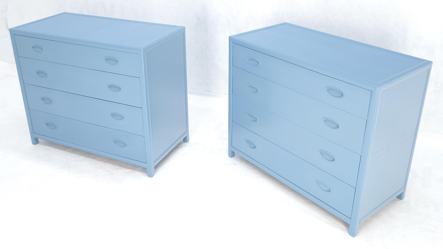 Pair Michael Taylor For Baker Light Grey Blue 4 Drawer Dressers Bachelor Chests