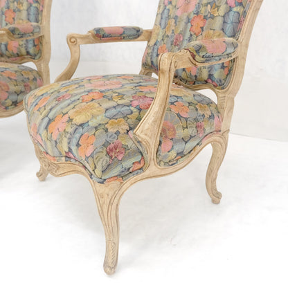 EstablishedLines Pair of French Provincial Decorative Floral Pattern Carved Arm Chairs MINT