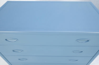 Pair Michael Taylor For Baker Light Grey Blue 4 Drawer Dressers Bachelor Chests