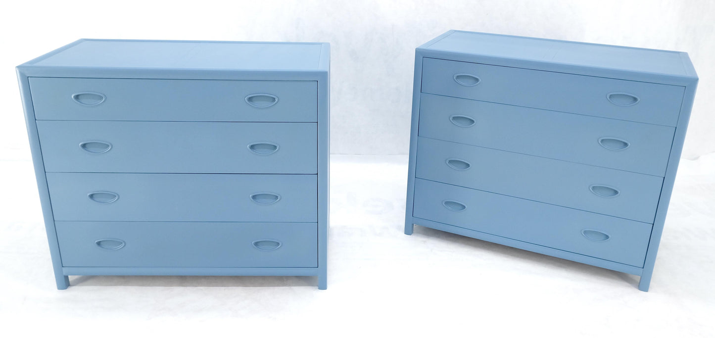 Pair Michael Taylor For Baker Light Grey Blue 4 Drawer Dressers Bachelor Chests