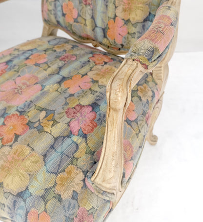 EstablishedLines Pair of French Provincial Decorative Floral Pattern Carved Arm Chairs MINT