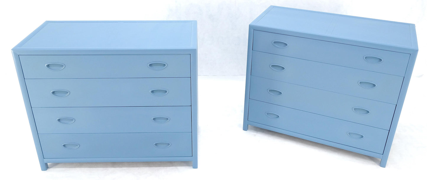 Pair Michael Taylor For Baker Light Grey Blue 4 Drawer Dressers Bachelor Chests