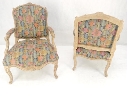 EstablishedLines Pair of French Provincial Decorative Floral Pattern Carved Arm Chairs MINT