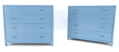 Pair Michael Taylor For Baker Light Grey Blue 4 Drawer Dressers Bachelor Chests