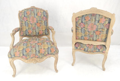 EstablishedLines Pair of French Provincial Decorative Floral Pattern Carved Arm Chairs MINT