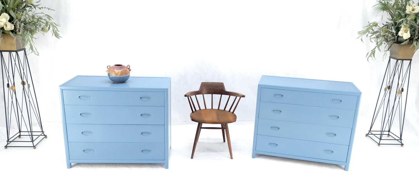Pair Michael Taylor For Baker Light Grey Blue 4 Drawer Dressers Bachelor Chests