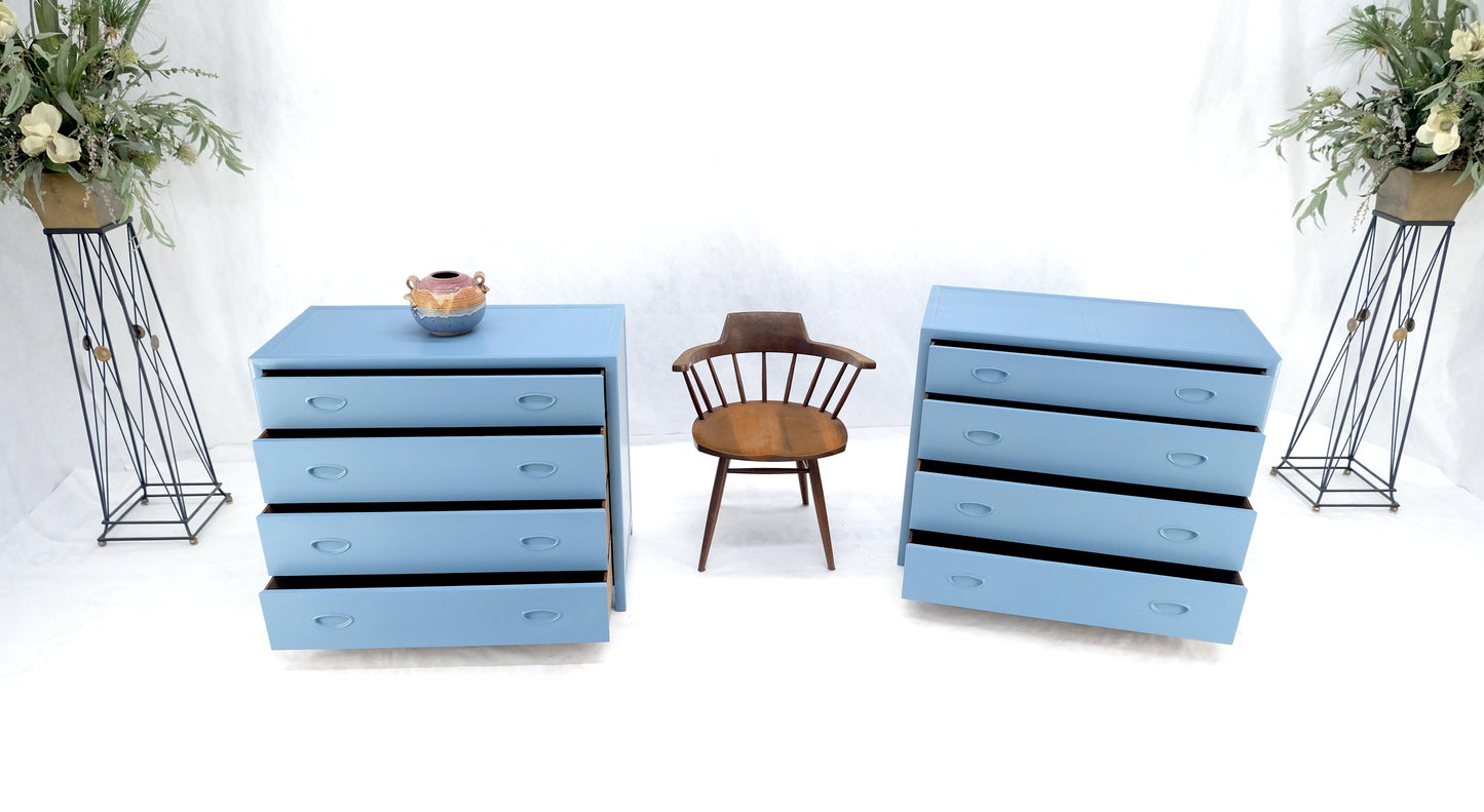 Pair Michael Taylor For Baker Light Grey Blue 4 Drawer Dressers Bachelor Chests