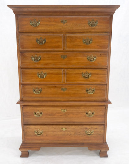 Light Walnut Chest on Chest Dresser High Boy Brass Pulls by Thomasville MINT!